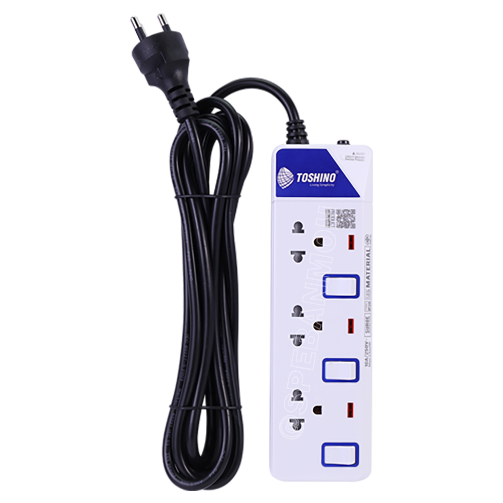 ET-913 ปลั๊กพ่วง TOSHINO ET Series มาตรฐาน มอก. รางปลั๊กไฟ 3 ช่อง 3 สวิตซ์ TOSHINO ET 913 สาย 3 เมตรระบบป้องกันกระแสไฟเกินอัตโนมัติ ระบบป้องกันไฟกระชาก สวิทช์เปิด - ปิด การใช้งานแยกจุด ผลิตจากวัสดุไม่ลามไฟ ไฟแสดงสถานะการใช้งาน ม่านนิรภัยป้องกันไฟดูด ET913