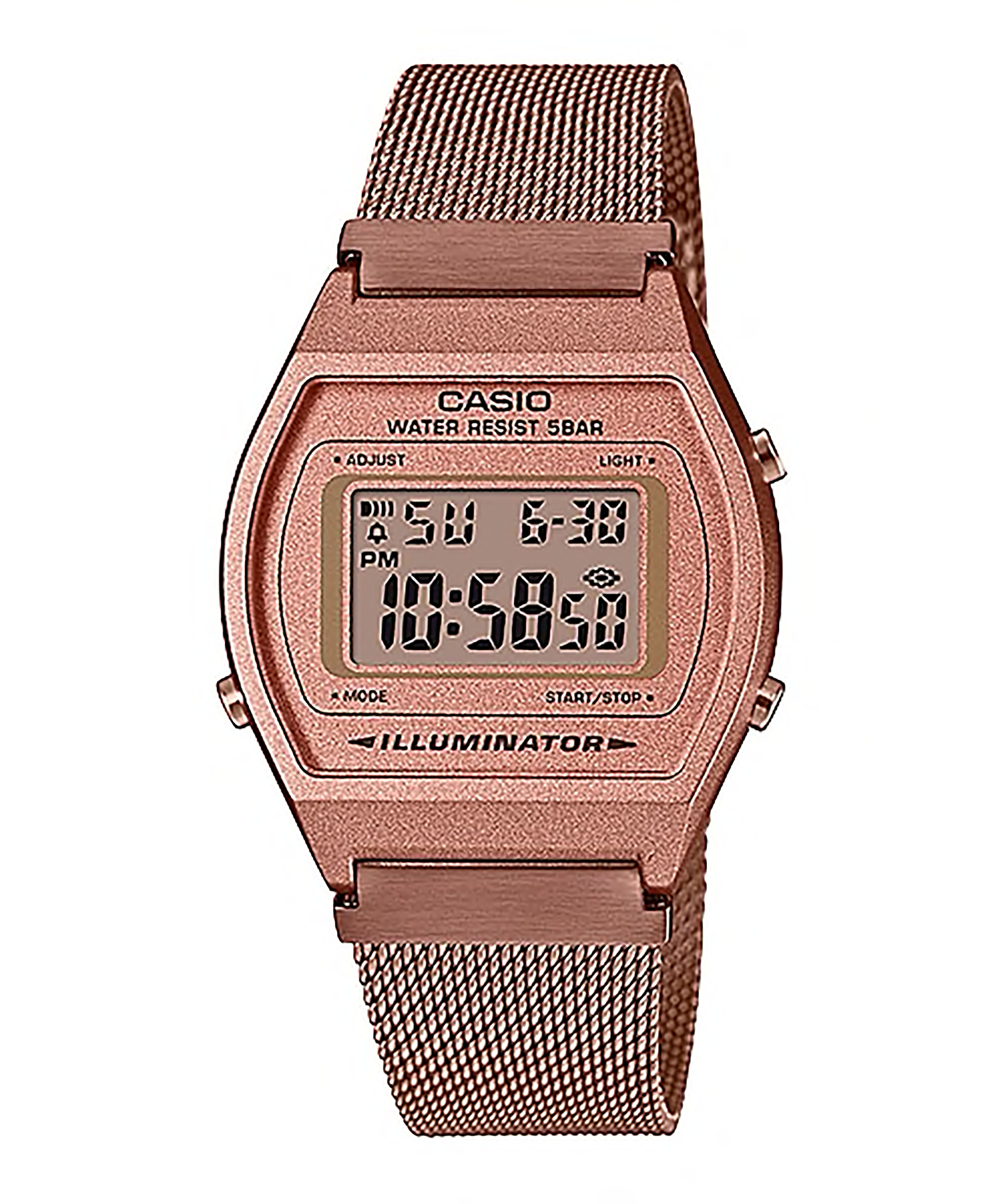 Casio นาฬิกาข้อมือ Classic รุ่น B640WMR-5ADF สี PINK GOLD สายถัก สินค้าของเเท้ รับประกันศูนย์ CMG รุ่นใหม่ 2021 casio pink gold digital