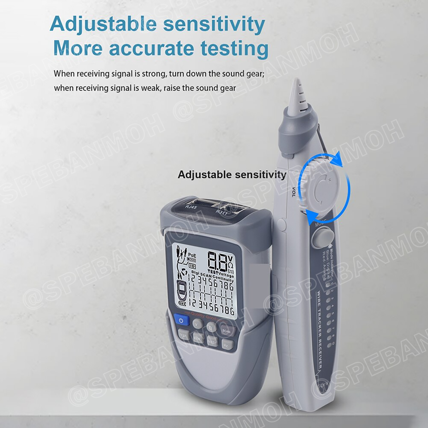 ET-613 ตัวทดสอบสายเคเบิล ทดสอบ Poe เครือข่ายเครื่องติดตามความต่อเนื่องของแบตเตอรี่ขั้วตรวจสอบ POE Test Multi-Ftion เครื่องทดสอบสายเคเบิล LCD Network Cable Tester Wire Tracker Continuity Battery Voltage Polarity Check POE Test Multi-function Cable Tester