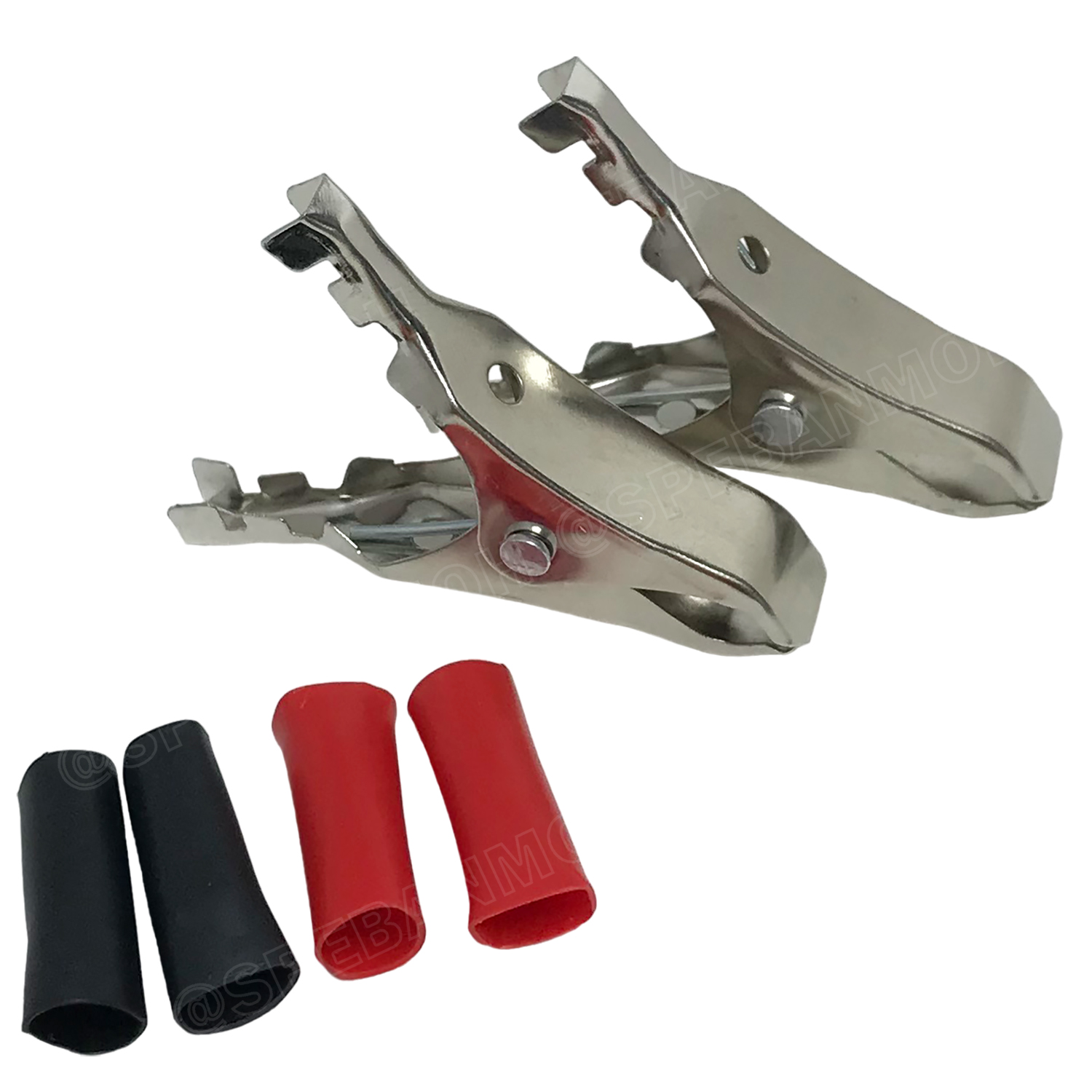 [ 5คู่ ] AL-004 ปากคีบเหล็ก ชุบสารกันสนิม ดำ-แดง ยาว 55mm อ้าได้ 13mm ปากคีบแบตเตอรี่ ดำแดง คีมคีบแบต ขนาดเล็ก 2นิ้ว Alligator Clip เข้าสายแบบบีบ ปากคีบจระเข้ ปากคีบแบตเตอรี่ ปากคีบขั้วแบต ปากคีบดำแดง คีมหนีบขั้วแบต