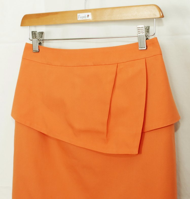 SK-113 กระโปรงแฟชั่น&ทำงาน ทรงสอบ ผ้าคอตต้อนญี่ปุ่นผสมลินิน สีส้ม