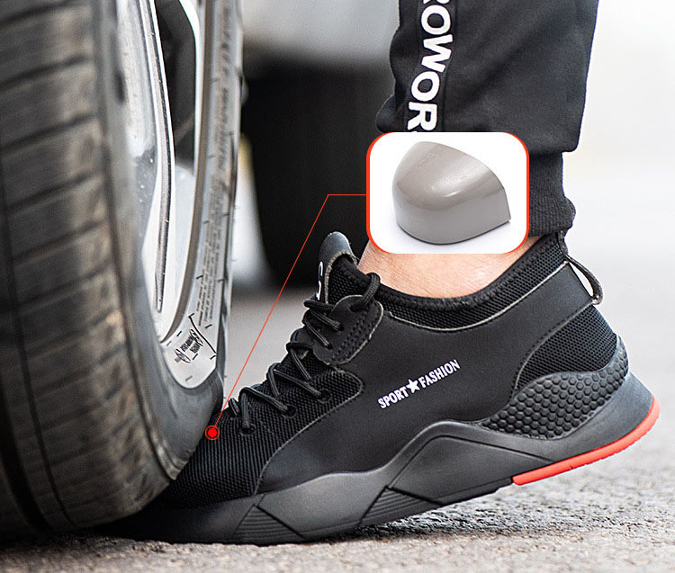 HOT SPORT NO.4 รองเท้าเซฟตี้ ผ้าใบผสมหนัง ดีไซส์สวย ทันสมัย หัวเหล็ก พื้นยางกันลื่น