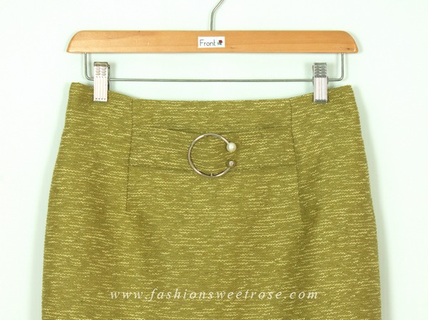 SK-460 กระโปรงทรงดินสอ ผ้า CHANEL JAPAN สีเขียว