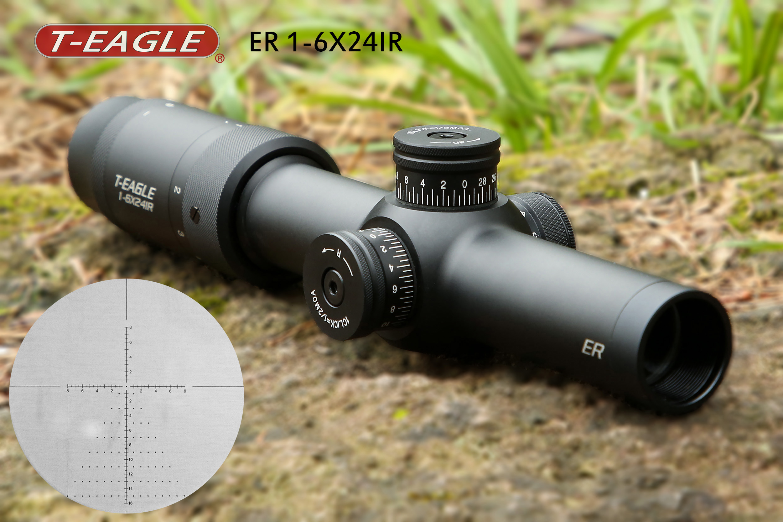 กล้องติดปืน T EAGLE ER 1-6x24IR กล้องดีราคาถูก กันน้ำ กันกระแทก