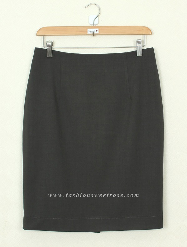 SK-394 กระโปรงแฟชั่น&ทำงาน ทรงดินสอ ผ้า Rose Skinny สีเทาดำ สไตน์เรียบหรู