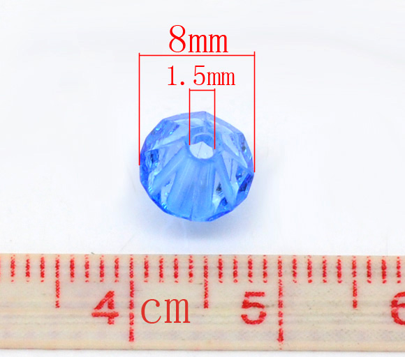 ลูกปัดอะครีลิคไบคอนเหลี่ยมเจีย ขนาด 8x8mm แพ็ค 100 เม็ด