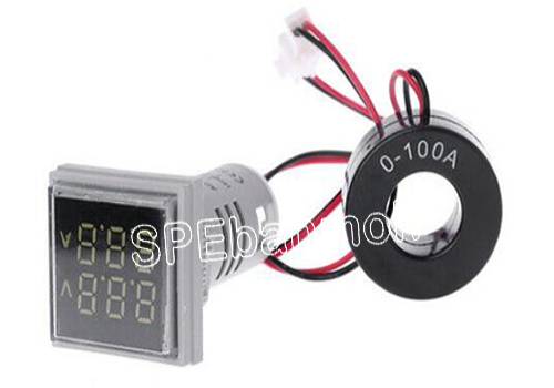 AD16-22FVA โวลท์-แอมมิเตอร์ หน้าเหลี่ยม (Volt-Amp Meter)Ø22mm AD16-22FVA VAC:60-500V/AAC:0-100A (แบบเหลี่ยม) By เอสพีอี บ้านหม้อ SPE Banmoh