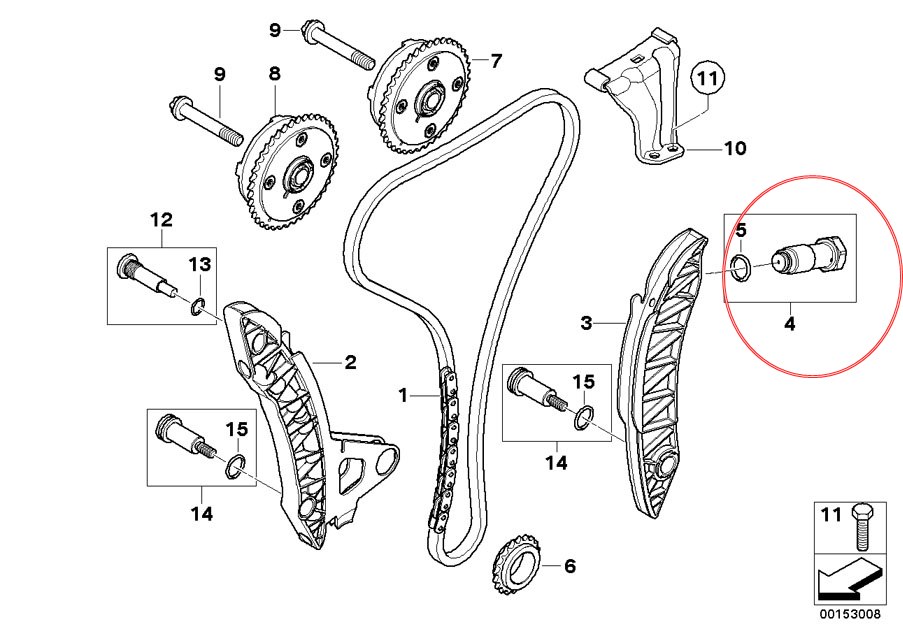 ตัวปรับความตึงโซ่ MINI COOPER, R56-59 Part no.(11317607551) /Oem