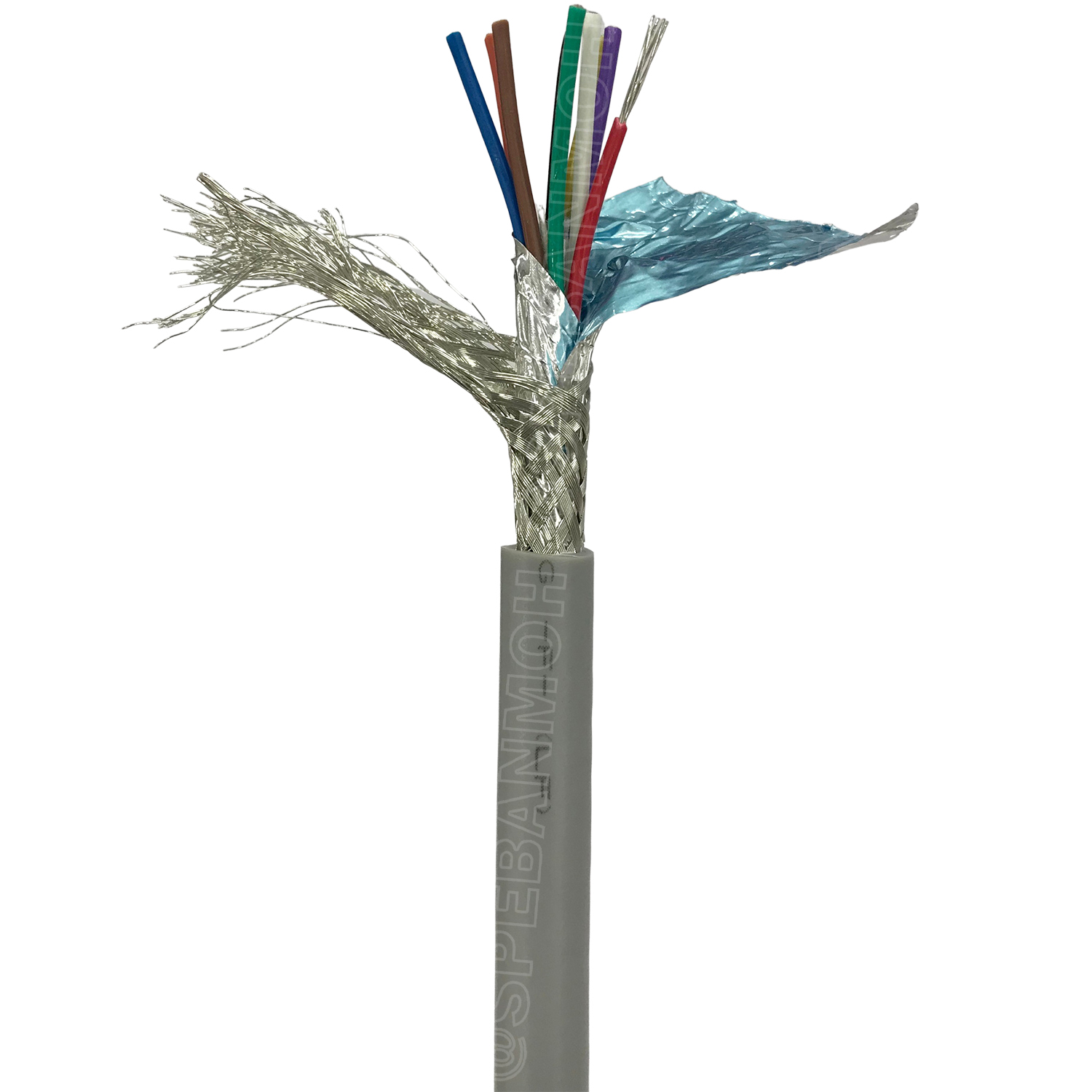 [ 1 เมตร ] TW-2464-BS-24AWG-09C สีเทา Grey สายมัลติคอร์ 9 คอร์ ขนาด 24AWG 9C x 24AWG UL2464 300V 80°C AWG24 เบอร์ 24 สายชีลรอบ Braid Shielded Multicore Cable 9C Computer Cable TCU Tinned Stranded Copper AWM 2464 24AWG VW-1 80°C 300V E150612 Thai Wonderful