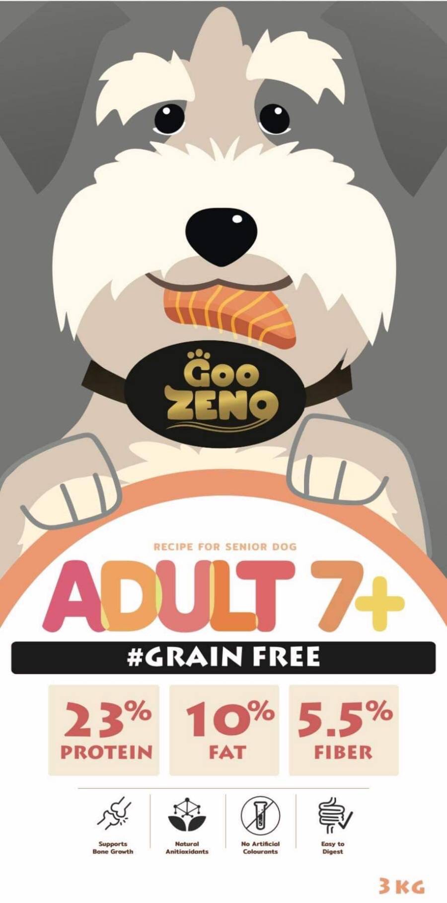 [ ส่งฟรี ] Zeno รสปลาแซลมอน สำหรับอายุ7ปีขึ้นไป ขนาดเม็ด 6.5mm. ปริมาณ 12kg. อาหารสุนัขสูตรสูงวัย