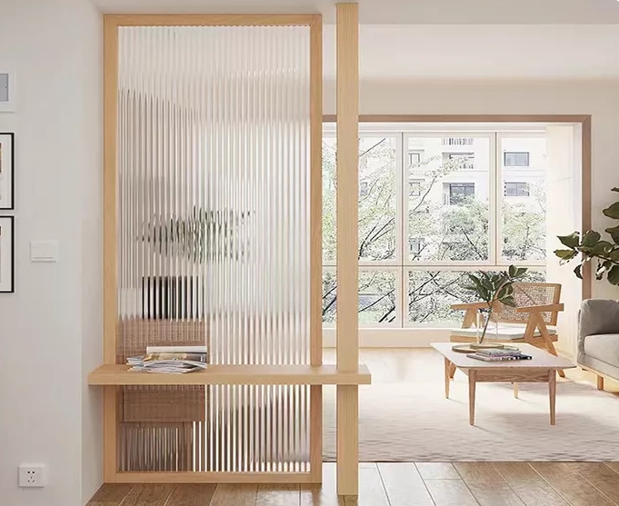 PVC สุญญากาศติดกระจก "ลายกระจกลอนแก้ว Frost Reeded Glass Fim" ขนาดหน้ากว้าง 90cm (สั่งมากกว่า 1m ตัดยาวต่อเนื่อง)