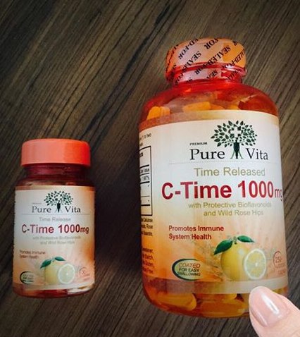 Pure Vita C-Time 1000 mg วิตามินซี สูตร Time-Release formulation ดูดซึมได้ยาวนาน 8-10 ชั่วโมง จาก แคนนาดา ขนาด 250 เม็ด