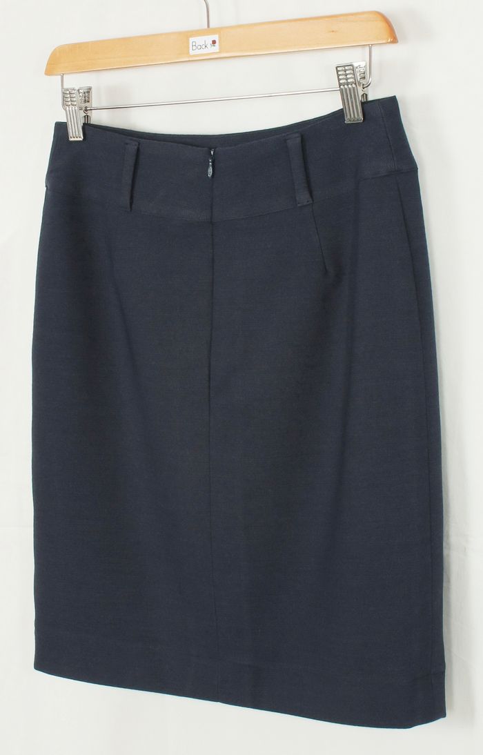 SK-207 กระโปรงแฟชั่น&ทำงาน ทรงสอบแบบผ่าหน้า ผ้าคอตตอนญี่ปุ่นผสมสเปนเดก สีน้ำเงิน