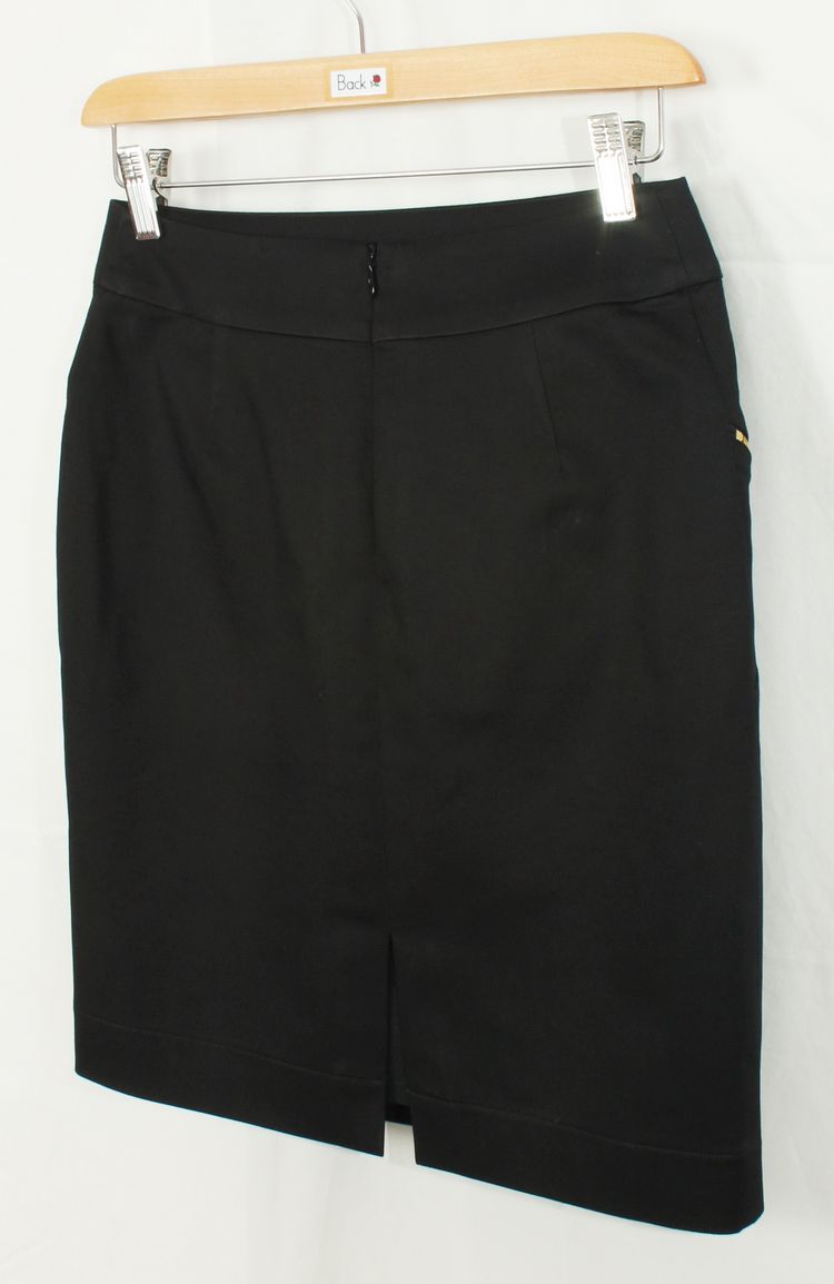 SK-120 กระโปรงแฟชั่น&ทำงาน ทรงสอบแต่งด้วยซิปฟันทอง ผ้าคอตต้อนญี่ปุ่นผสมสเปนเดกสีดำ