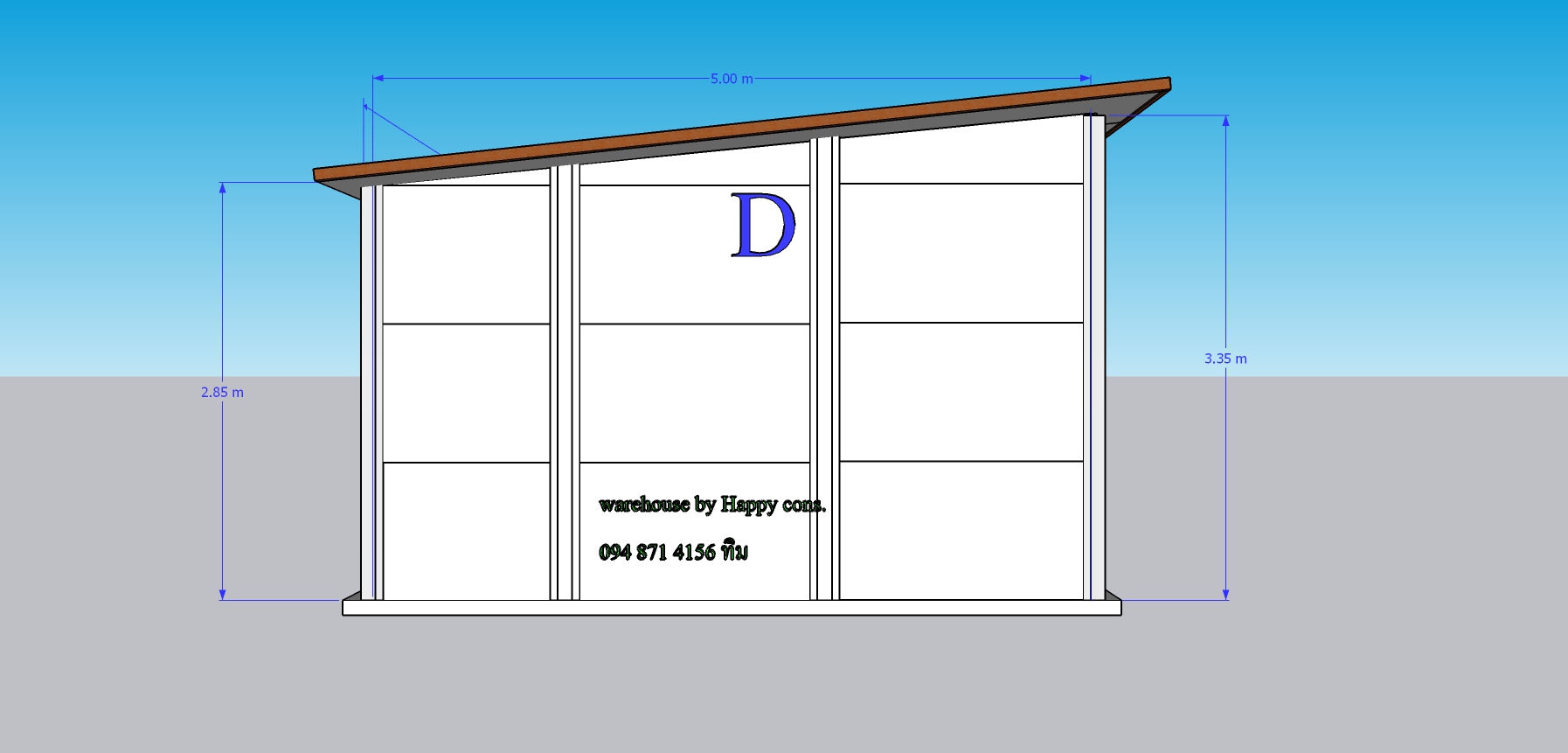 บ้านน็อคดาวน์ 5x16เมตร ธรรมสถานไท่ถง ปากช่อง