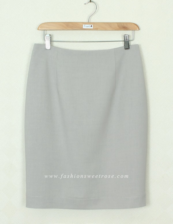 SK-392 กระโปรงแฟชั่น&ทำงาน ทรงดินสอ ผ้า Rose Skinny สีเทา สไตน์เรียบหรู