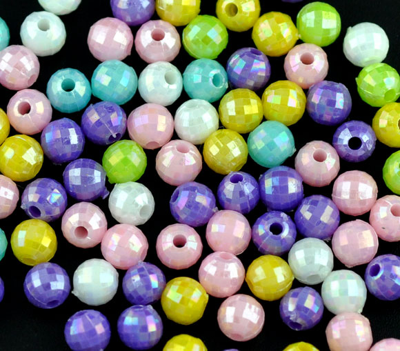 ลูกปัดอะครีลิคประกายมุก 6x6mm 400 เม็ดคละสี