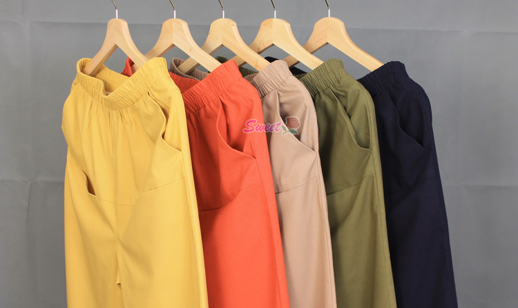 PNTL-002 กางเกงผ้าสี่ส่วนเอวยืด ผ้าคอตต้อนลินิน