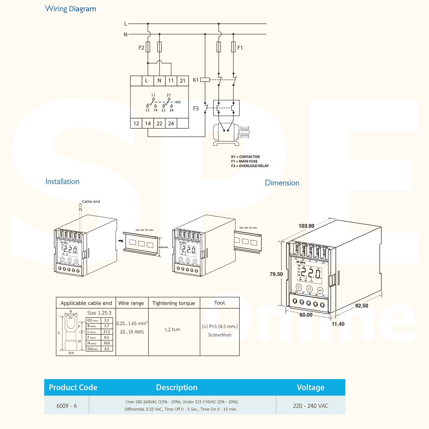 [ 1ชิ้น ] WIP W-OP2 Digital Phase Protector เฟสโปรเทคชั่น 1 เฟส 250V 5A อุปกรณ์ป้องกันไฟตก ไฟเกิน 220V-240V Under Over Voltage Phase Protector Intelligent Over Voltage Protector ปรับแรงดัน สูงต่ำ ต่ำตัด เกินตัด