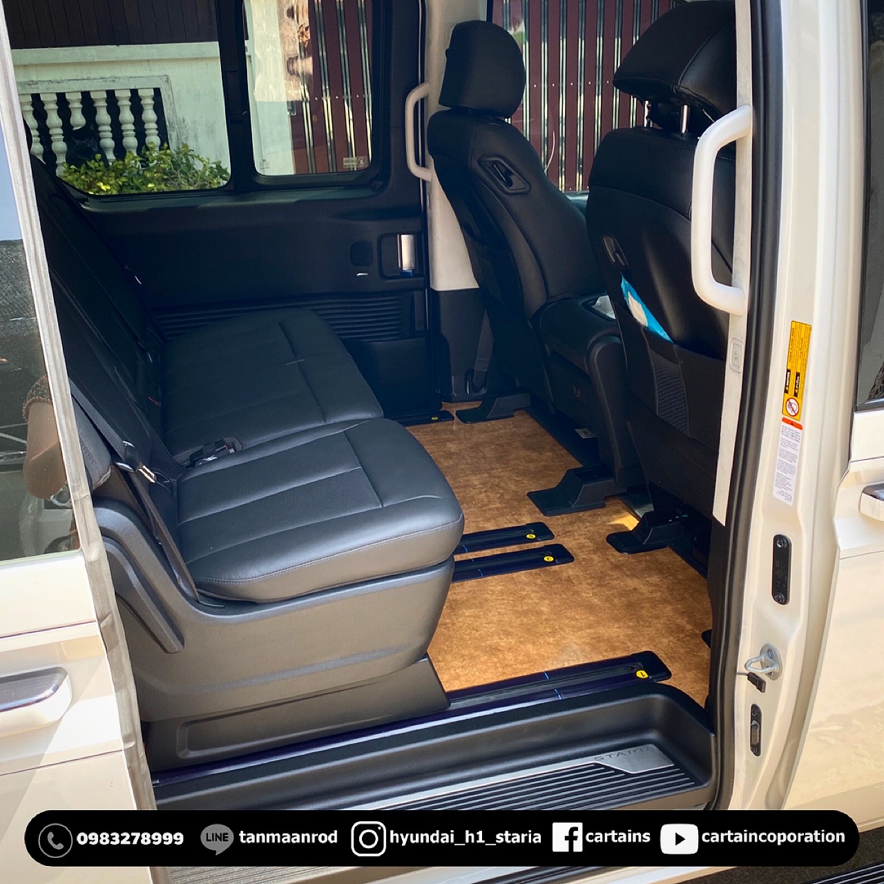 Hyundai Staria Premium ฮุนได สตาร์เลีย พรีเมียม - [ แดมป์ลดเสียง + ปูพื้นลายหินอ่อน + หุ้มหลังเบาะ + ครีบฉลาม + ที่โหนคนขับ ]