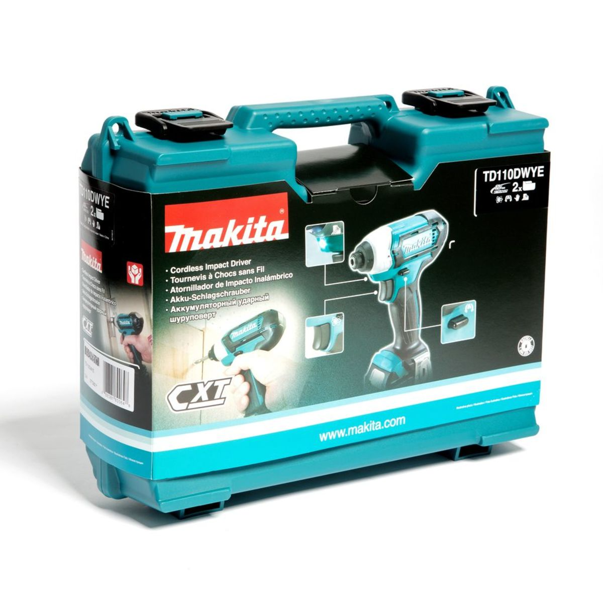 MAKITA TD110DWYE สว่านไขควงกระแทกไร้สาย 12 โวลต์ 1/4 นิ้ว แรงบิด110Nm.พร้อมแบตและแท่นชาร์จ แท้