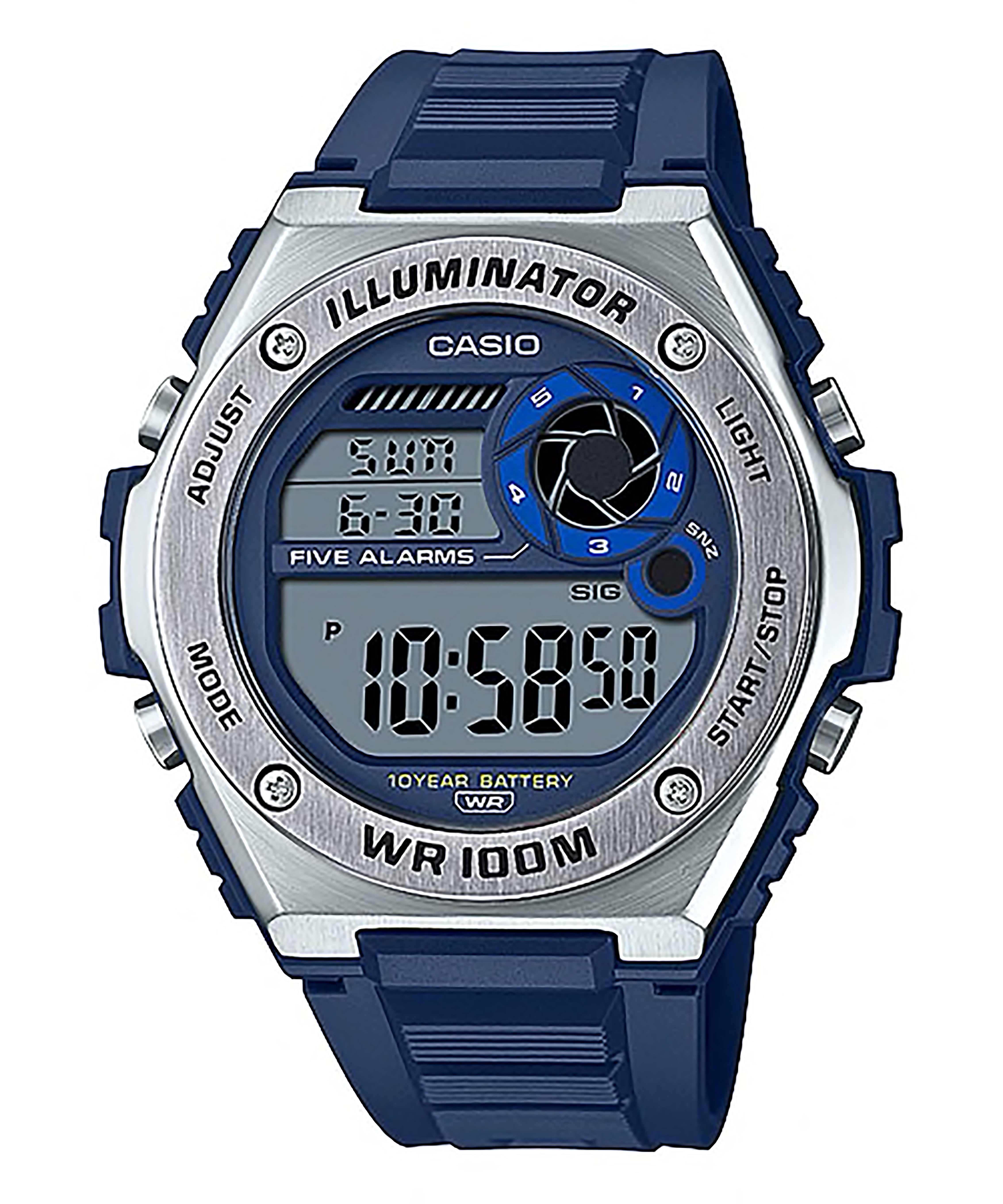 CASIO รุ่น MWD-100H-2AVDF สายเรซิ่น สีน้ำเงิน สินค้าของเเท้ รับประกันศูนย์ CMG