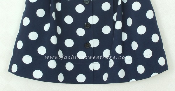 SK-298 กระโปรงแฟชั่น&ทำงาน ทรงบาน ผ้าไหมอิตาลีพิมพ์ลาย Polka Dot จุดขาวพื้นน้ำเงิน มีกระเป๋าล้วงได้ 2 ข้าง