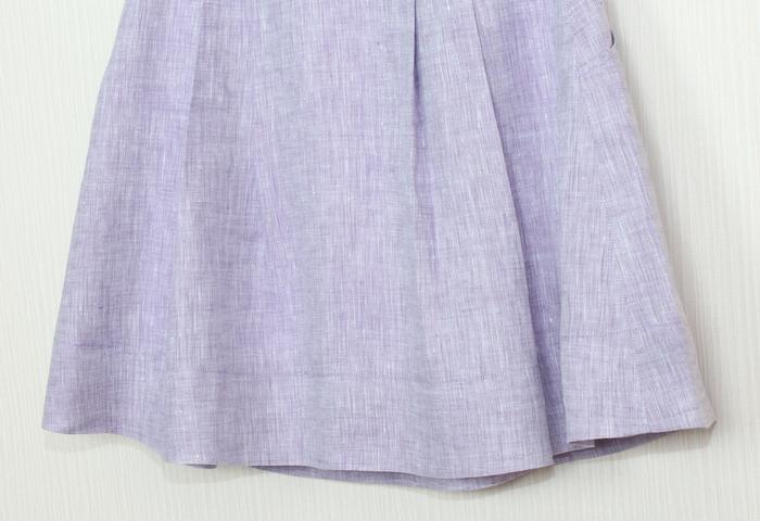SK-241 กระโปรงแฟชั่น&ทำงาน ทรงบาน ผ้าลินินญี่ปุ่นสีม่วงอ่อน มีกระเป๋าล้วงได้ 2 ข้าง