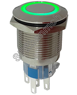 GQ19-11E-D สวิทช์เหล็ก กดติด-ปล่อยดับ 12V GRN
