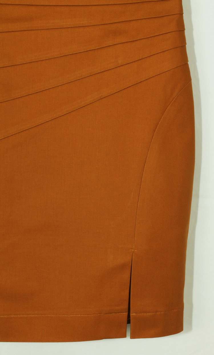 SK-178 กระโปรงแฟชั่น กระโปรงตัดต่อ ผ้าคอตต้อนญี่ปุ่นสีน้ำตาลทอง