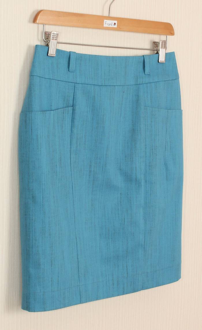 SK-234 กระโปรงแฟชั่น&ทำงาน ทรงสอบ ผ้าญี่ปุ่นผสมสเปนเด็กสีฟ้า