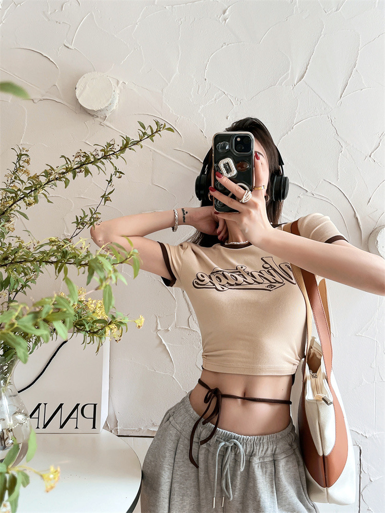 IU crop tee เสื้อยืดสายฝอผูกเอว