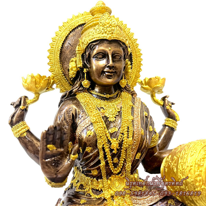 พระแม่ลักษมี มวลสารแร่เหล็กน้ำพี้ หน้าตัก 9 นิ้ว เทพีแห่งความงามผู้ประทานพรด้านความรัก โชคลาภ