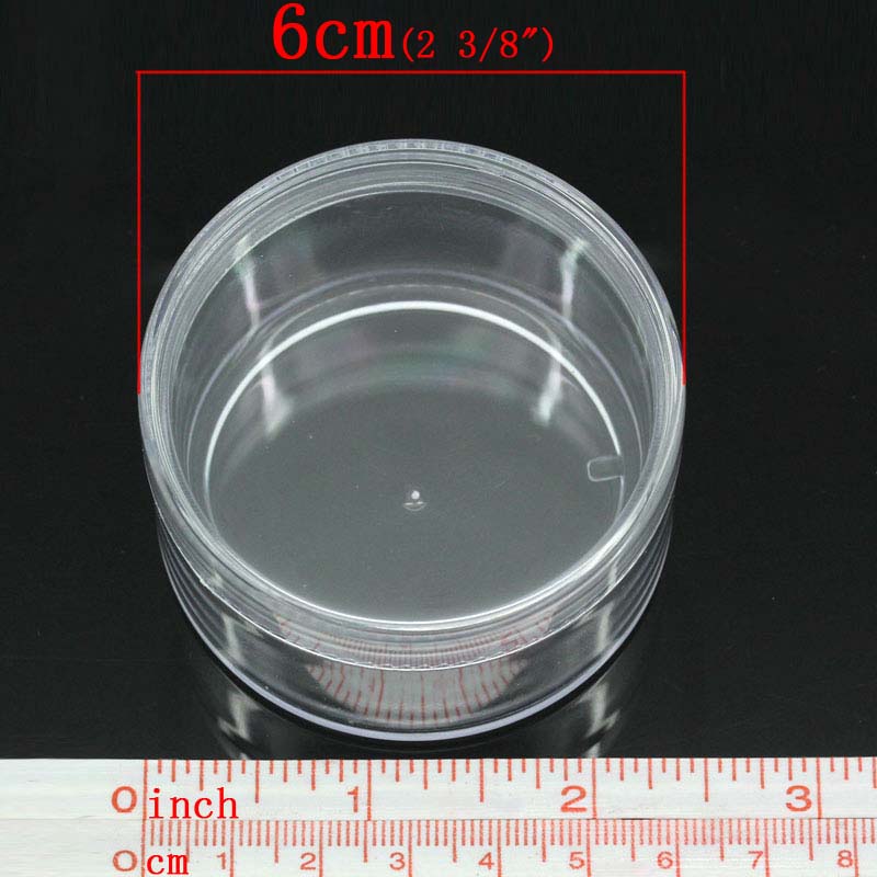 ตลับพลาสติกใส ขนาดเส้นผ่านศูนย์กลาง 6 cm สูง 3 cm แพ็ค 6 ชิ้น