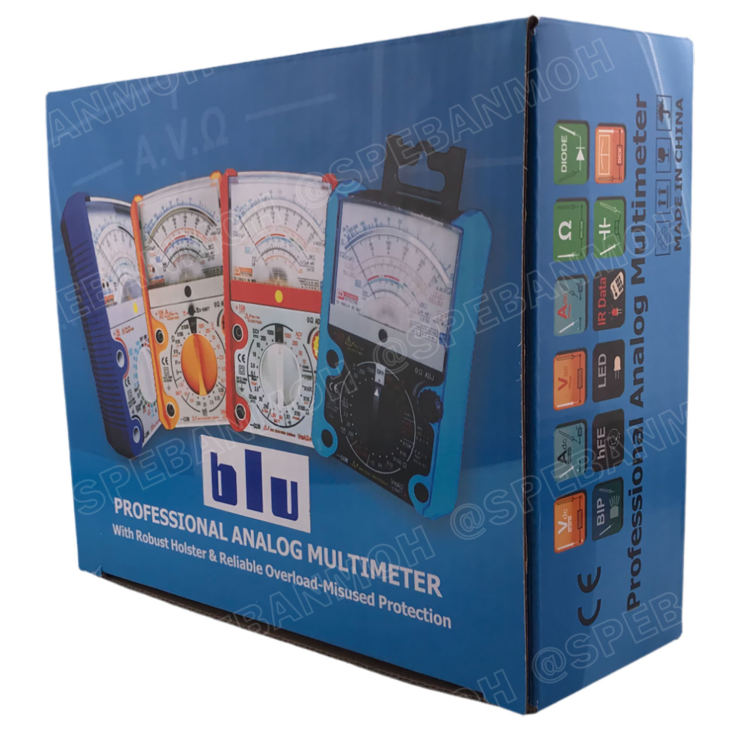 [ 1เครื่อง ] HD-390I มัลติมิเตอร์แบบเข็มอนาล็อก Blu Professional Analogue Multimeter มิเตอร์วัดไฟ วัดโวลต์ วัดกระแส มิเตอร์ AC DC มิเตอร์เข็ม วัดกะแส มัลติมิตเตอร์ แบบเข็ม กระแสตรง กระแสสลับ ค่าความต้านทาน 100VAC/DC DC500mA CATIII แม่นยำสูง