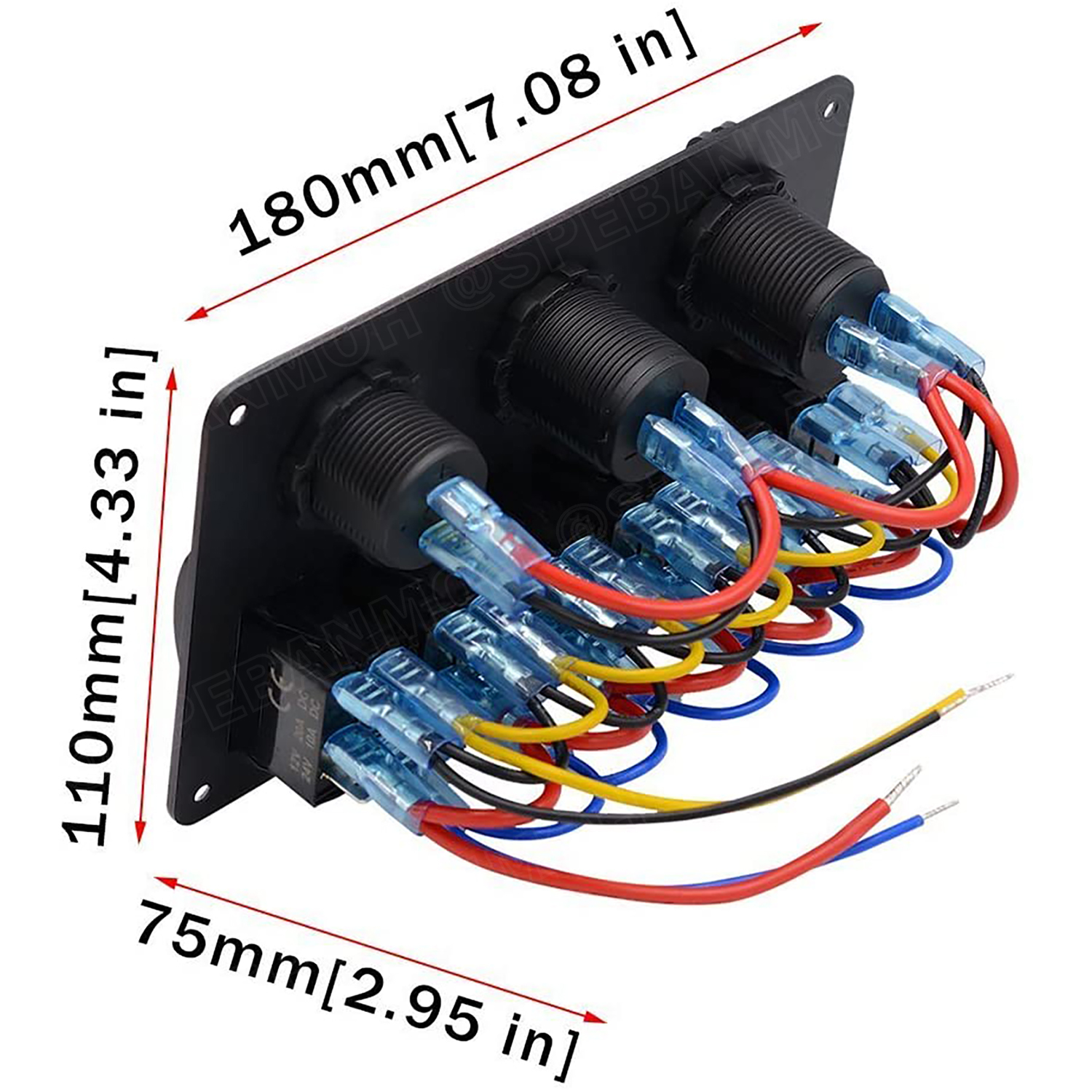 [ 1ชิ้น ] WP-441B1 แผงสวิตช์รถยนต์ เรือ กันน้ำ มีไฟ 12VDC Waterproof 6 gang Rocker Switch Panel for Marine Boat ชุดแผงสสวิทช์ 12V USB-A 2.1A 2Ch สวิทช์ 5ขา มีไฟ LED ช่องสำหรับเสียบปลั๊กจุดบุหรี่ 1ช่อง พร้อมหน้าจอแสดง ดิจิตอล โวลต์มิเตอร์