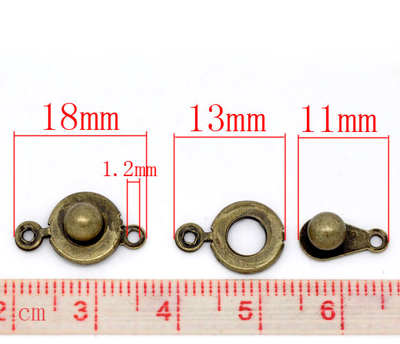 สลัก/ตะขอปิดสร้อยกระดุมแบบกด ขนาด 18x9.5mm 5 set