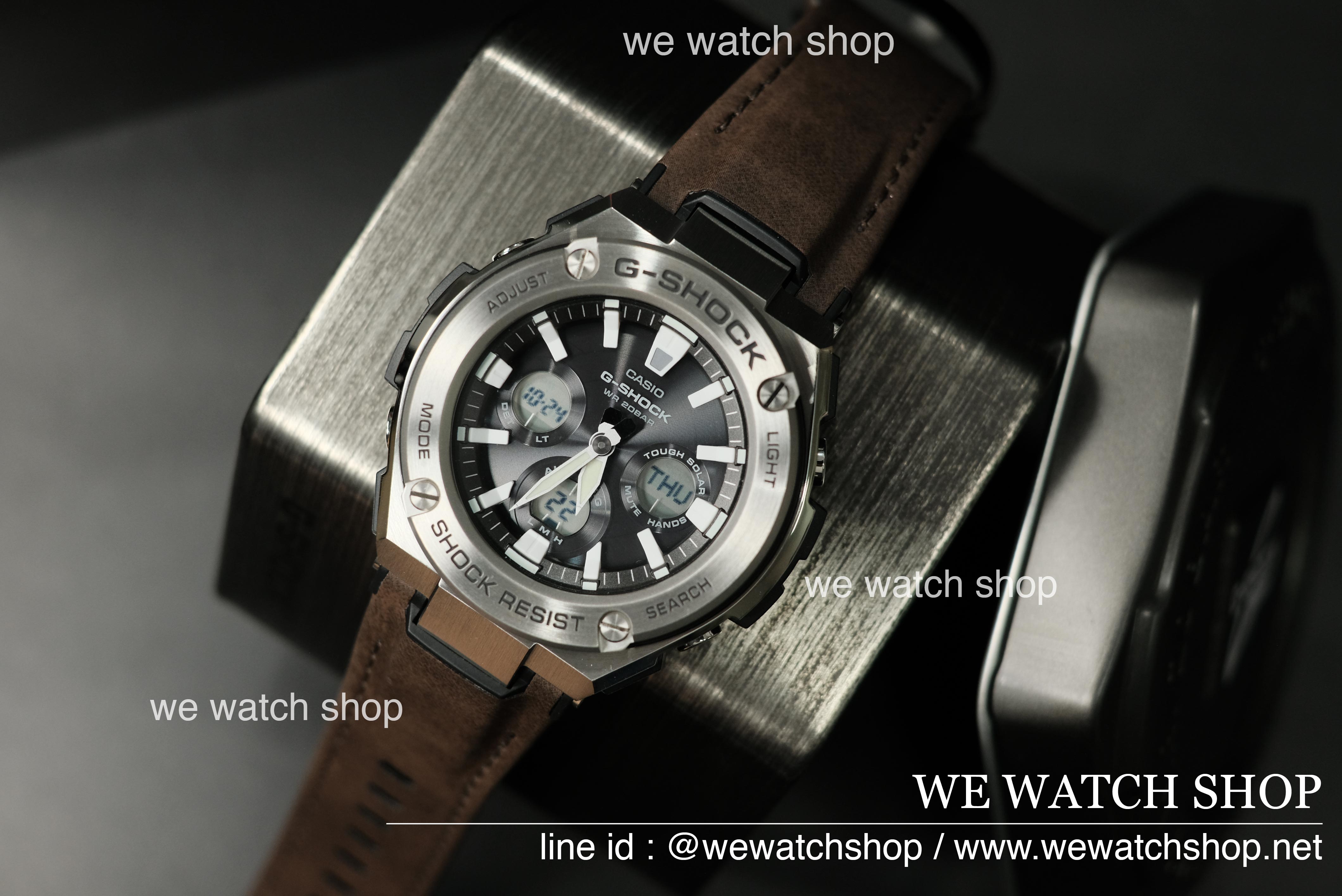 CASIO G-SHOCK รุ่น GST-S330L-1ADR สีเงิน สายหนัง สินค้าใหม่ ของแท้ 
