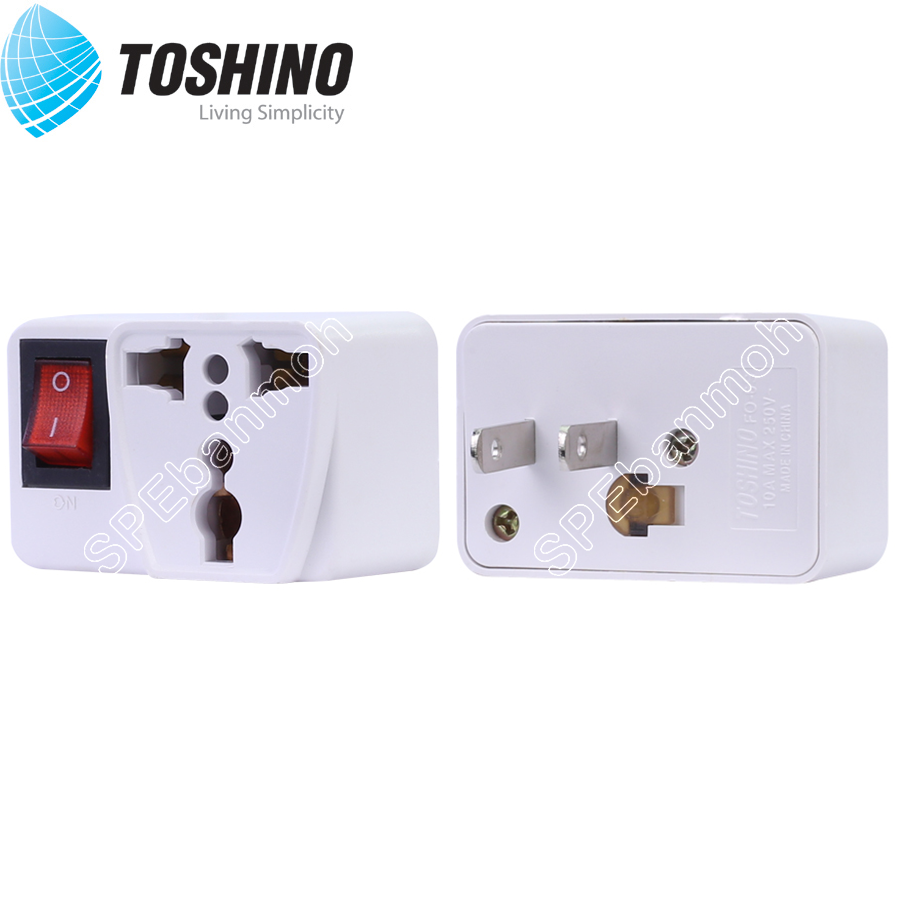 FO-6S ปลั๊กแปลงขามีสวิทช์,มี Fuse Toshino โตชิโน