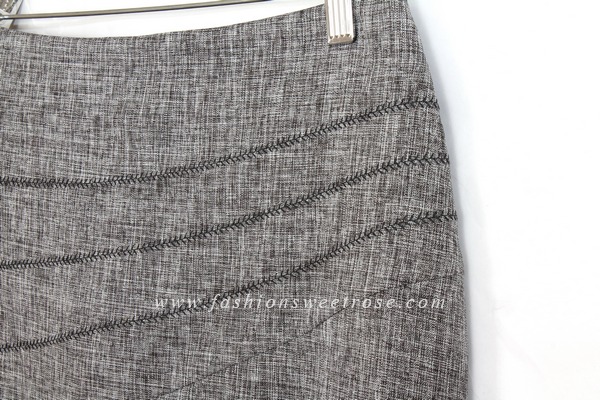 SK-434 กระโปรงทรงสอบ ผ้าคอตต้อนลินินไอริส สีดำ