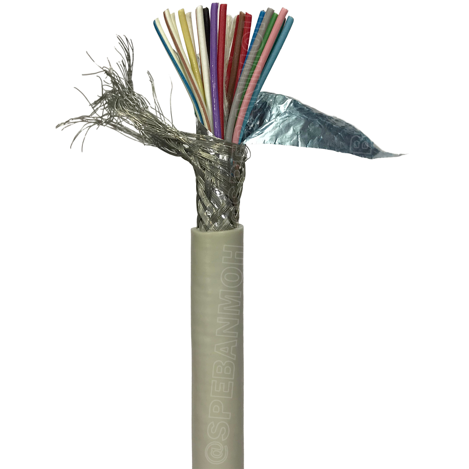 [ 1 เมตร ] TW-2464-BS-24AWG-20C เทา Grey สายมัลติคอร์ 20 คอร์ ขนาด 24AWG 20C x 24AWG UL2464 300V 80°C AWG24 เบอร์ 24 สายชีลรอบ Braid Shielded Multicore Cable 20C Computer Cable TCU Tinned Stranded Copper AWM 2464 20AWG VW-1 80°C 300V E150612 Thai Wonderfu