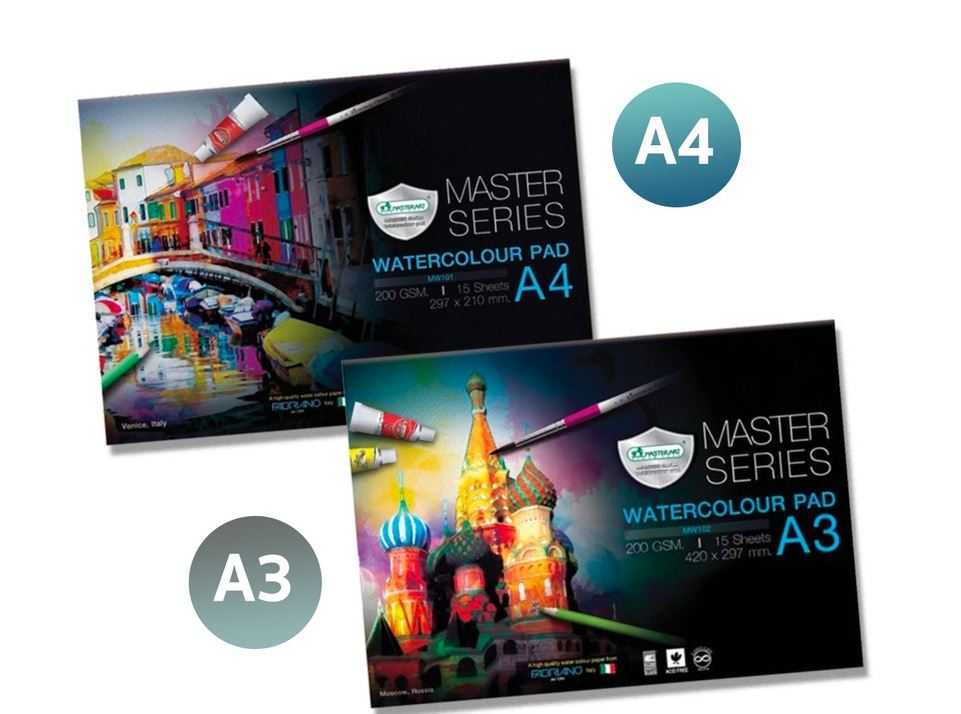 สมุดวาดภาพระบายน้ำแบบแพด Master art มาสเตอร๋อาร์ต Master Series Water Colour Pad A4 / A3