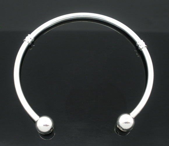 กำไลข้อมือสำหรับลูกปัดยุโรป สีเงิน หัวกลมถอดได้ ยาว 18 ซม 1 วง