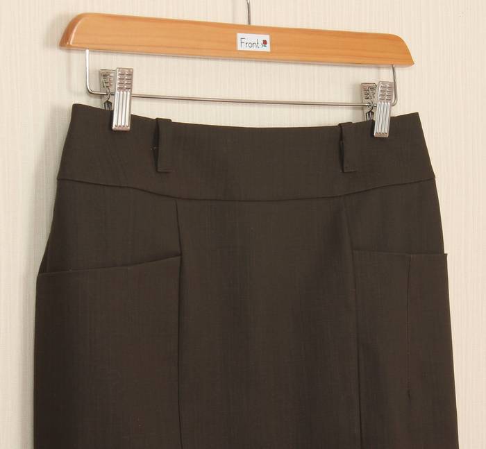 SK-235 กระโปรงแฟชั่น&ทำงาน ทรงสอบ ผ้าญี่ปุ่นผสมสเปนเด็กสีน้ำตาลเข้ม