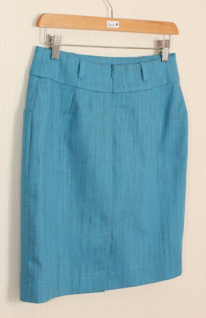 SK-234 กระโปรงแฟชั่น&ทำงาน ทรงสอบ ผ้าญี่ปุ่นผสมสเปนเด็กสีฟ้า