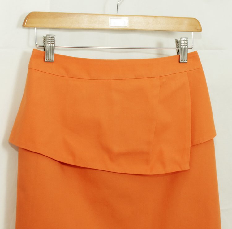 SK-113 กระโปรงแฟชั่น&ทำงาน ทรงสอบ ผ้าคอตต้อนญี่ปุ่นผสมลินิน สีส้ม