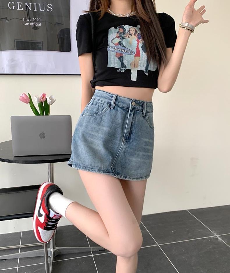 YEJIN Denim skirt กระโปรงยีนส์กางเกงแบบใหม่