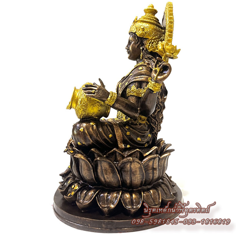 พระแม่ลักษมี มวลสารแร่เหล็กน้ำพี้ หน้าตัก 9 นิ้ว เทพีแห่งความงามผู้ประทานพรด้านความรัก โชคลาภ