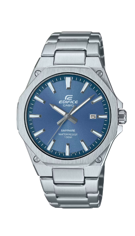 CASIO EDIFICE รุ่น EFR-S108D-2AVUDF สีเงิน หน้าปัดน้ำเงิน คราม กระจกแซฟไฟร์ sapphire กันรอย สินค้าใหม่ ของเเท้ รับประกันศูนย์ CMG