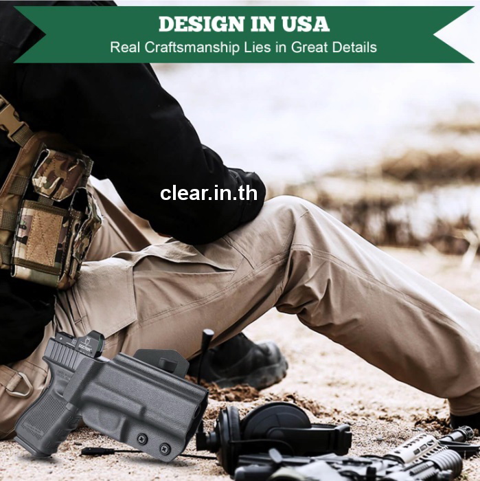 ซองพกนอก Kydex OWB Paddle Holster with red dot optics cut for Glock Glock G17/G19/34 Gen3-5 G17/G19/ Gen4 MOS G17/G19/G34 Gen5 MOS G19X G23 Gen3-4 G22 Gen3-4 G31 Gen3-4 G32 Gen3-4 G44 G45 G45 MOS version Right/Left Handed | WARRIORLAND